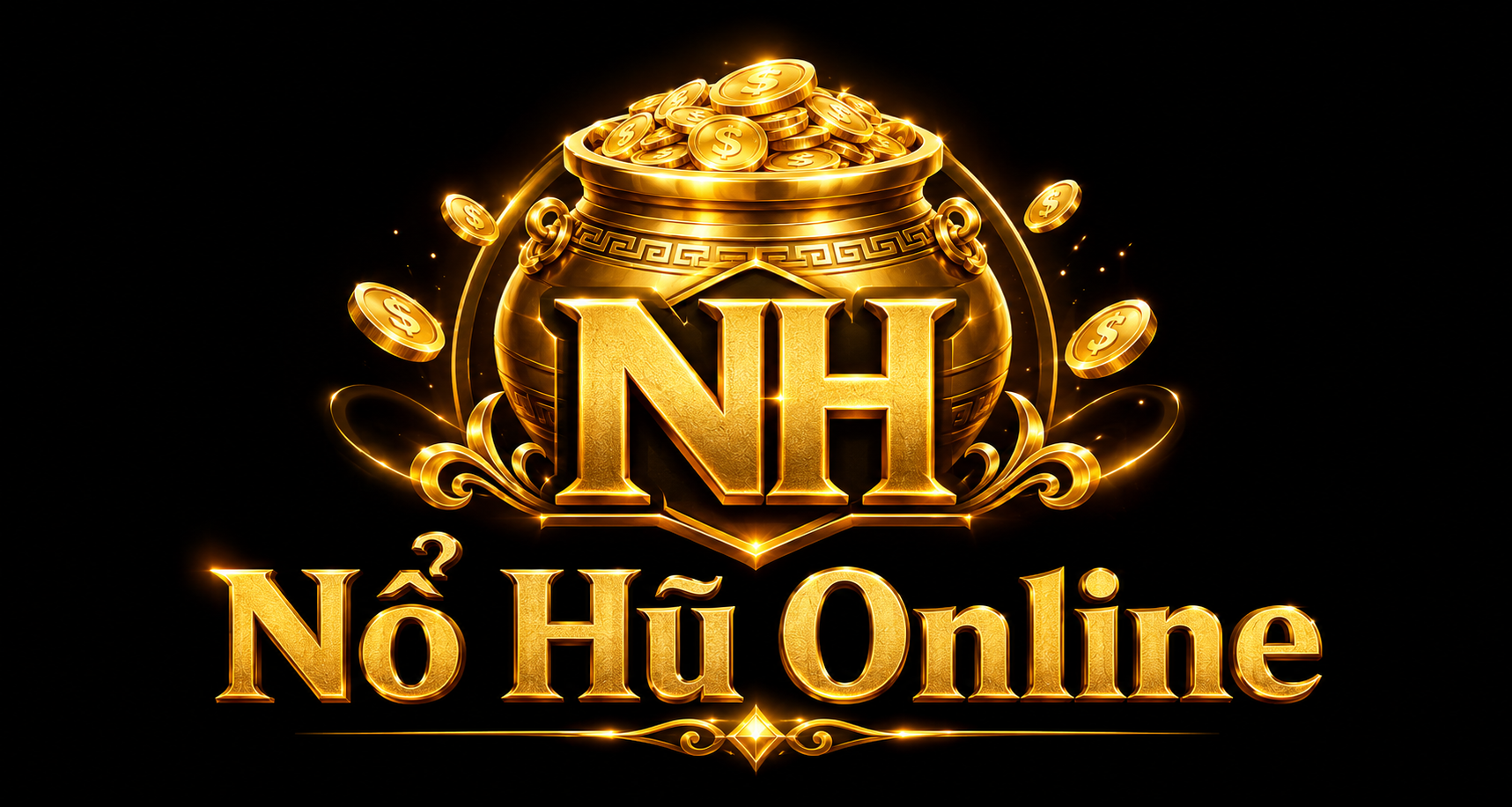 Logo Nổ Hũ Online chữ vàng với biểu tượng NH